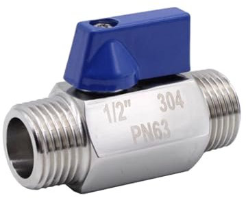 Edelstahlventil, 1 Stück Edelstahl-Mini-Kugelhahn, 1/8 Zoll, 1/4 Zoll, 3/8 Zoll, 1/2 Zoll, 3/4 Zoll, 1 Zoll Innengewinde, SS304-Kugelhahn für Brauer-Hardware (Stecker auf Stecker 3/8 Zoll)