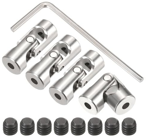 sourcing map 4Pcs 3mm to 3mm ID Steering Universal Joint Shaft Coupling,L23XD9 Metal 45°Degree Rotatable Joints Coupler with Screws Wrench Set for Model Car Ship Drive Shaft Motor Connection