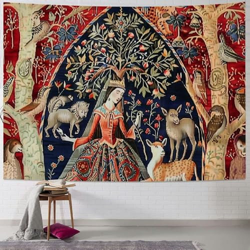 Wandteppich Mittelalterliche Prinzessin Maiden Und Einhorn European Royal Groß Tapisserie Deko Wandteppiche Für Wohnzimmer Schlafsaal Room S