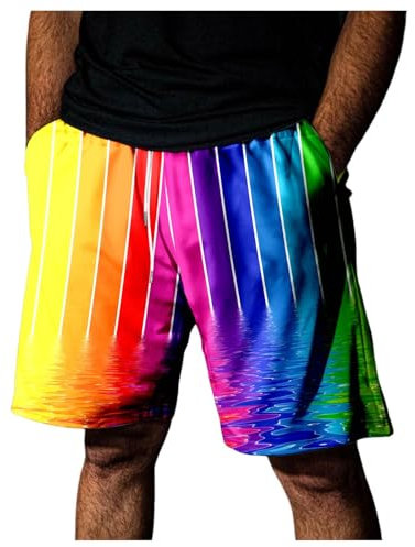 Kurze Sporthose Herren Männliche Frühlings- Sommerfarben-Strandhose mit Kordelzug elastischer Taille, atmungsaktiv, weiche Kurze, tägliche Streetwear, Krawattentasche, lässige Hose Kurz (Yellow, XL)