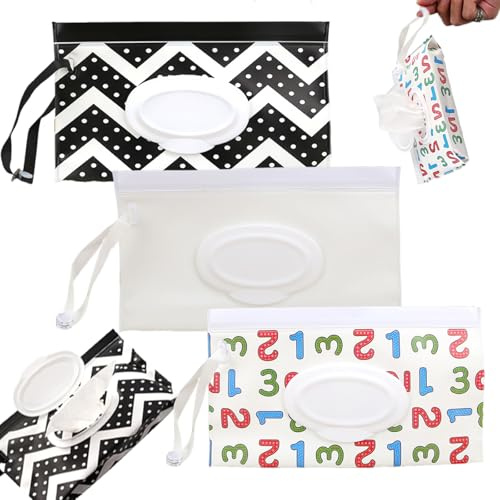 3 Stück Feuchttuchspender, Tragbare Feuchttücher Box, Feuchtes Toilettenpapier Box, Boxen Für Feuchttücher für Unterwegs Feuchttücherbeutel für Baby Unterwegs