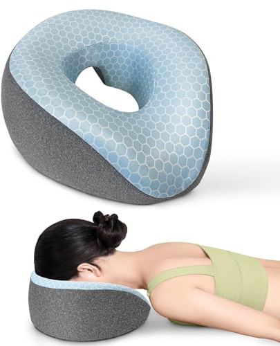 SeiriHelper Massagekissen Kopfloch, Ergonomisches Gesichtskissen mit abnehmbarem Bezug, Massage Kopfstütze für Bett (Hellgrau)