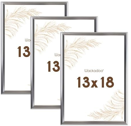 Wackadoo Bilderrahmen 13x18 Silber 3er Set Fotowand Fotorahmen aus leichtem Kunststoff mit Glas Picture frame Poster