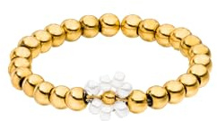 Purelei Elastischer Blütenring – Ring mit weißen Glasperlen & Edelstahl-Metallkugeln – Größen S/M & M/L – Edelstahl in Gold, Silber oder Roségold – Anxiety - Fidget