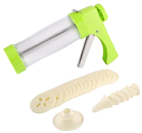 Icing Gun Kit with 16 Discs and 6 Decoration Tips, Cookie Spritzer Set for Baking, Cake Icing Nozzle, Donut Decorating (Green)
