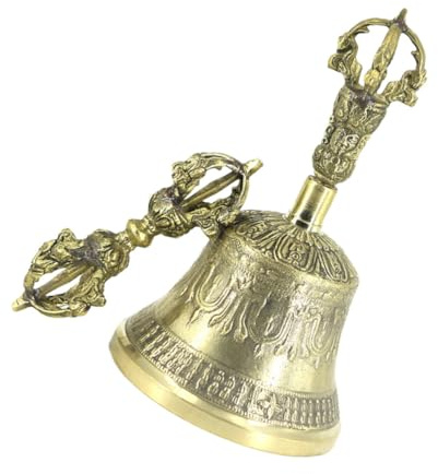 BESTYASH Campana de Latón de Cinco Hilos Vajra para Decoración y Ceremonia Budista, Fácil de Sostener Efecto Decorativo para Uso Hogar y Obsequio