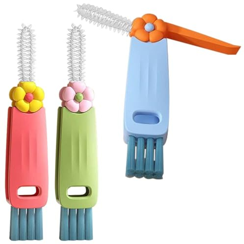 3-in-1 Cup Lid Crevice Cleaning Brush, 3 Pack Multifunctional Bottle Cleaning Brush for Home Kitchen