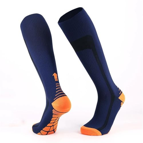 bas de contention Chaussettes de compression à motif flèche, idéales for la course pied, les voyages, le cyclisme, infirmières, livraison directe(Deep blue,4XL EUR 47-50)