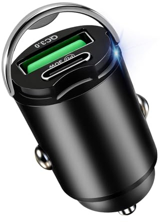 Zigarettenanzünder Schnellladen USB C | USB Zigarettenanzünder Adapter PD 30 W und QC 3.0 18 W, Kompatibel mit iPhone, Samsung, Xiaomi, Huawei und Tablets