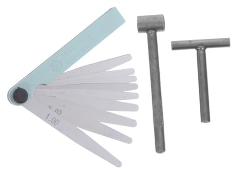 UPKOCH Kit Regolazione Valvole Motore Moto con Chiave T Manico Ergonomico e Spessimetro Strumento Compatto in Metallo Resistente per Meccanici Professionisti e Appassionati DIY