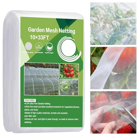 Meidansini Garden Insect Mesh Netting, Ultra Fine Plant Covers for Garden Protection, Mosquito Net Birds Pest Barrier Garden Netting for Greenhouse, Row Covers Raised Bed Barrier Screen (3 * 10m)