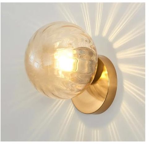 CMBSSTFC Lampada da Parete per Interni Lampada da Parete per testiera Camera da Letto nordica Corridoio Creativo Vetro Creativo E27 Decorazione Interna per la casa Dorata caffè,