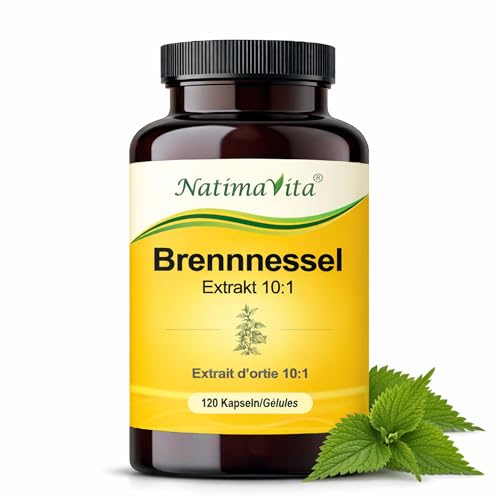 Brennnessel Kapseln 120 Stück - Hochdosierter Brennnessel Extrakt 1000mg - Stoffwechsel und Entwässerung - Vegan