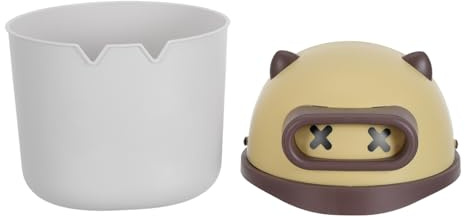 DECOMELODY Mini Cestino da Scrivania Smontabile con Coperchio a Ribalta, Cestino per Rifiuti a Forma di Orso dei Cartoni Animati, Compatto e Decorativo per Ufficio, Bagno e Camper