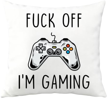 JTOUK Gamer Gift F*ck Off I'm Gaming Throw Pillow Case Video Game Controller Cushion Cover Game Room Decor for Teens (Gaming PC EU)