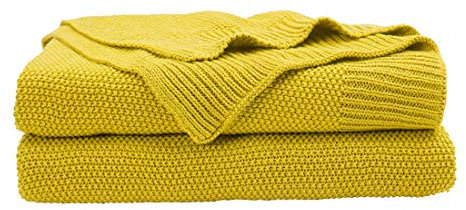 PiccoCasa - Coperta in 100% cotone lavorata a maglia, leggera e resistente, decorativa, per divani, 127 x 152,4 cm