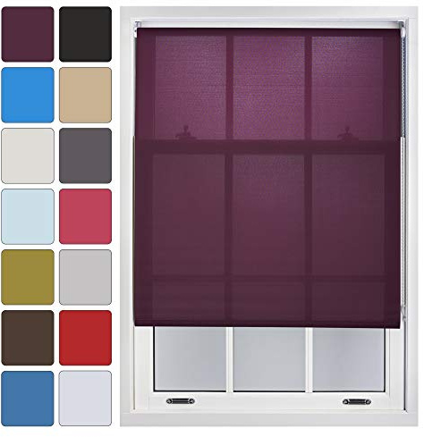 FURNISHED Persianas enrollables amuebladas para Ventanas, luz Natural, Tela Opaca, Transparentes y sin opacidad, Púrpura hasta 150W x 210H cm