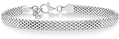 Miabella 925 Sterling Silver Italian 5mm Mesh Link Chain Bracelet for Women, Made in Italy (6.5 Inches)