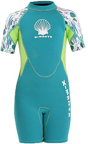 Kinder Mädchen Jungen Neoprenanzug 2.5MM Neopren Kurzarm Wäremehaltung Tauchanzug UV-Schutz Badeanzug für Wassersport Diving Suit M