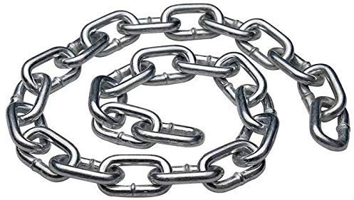 Heavy Duty Galvanized Chain Links Extra Strong Welded Dipped Shiny Chrome Plated and Polished DIY for Fence Gate Bike Cycle Security Lock (3mm, 5 metre)