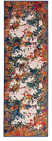 Carpeto Rugs Abstraktes In- & Outdoor Läufer Wetterfest für Balkon, Terasse - Balkon Teppich Wasserfest - Outdoorteppich Wetterfest - Aussenteppich Terrasse Groß - Mehrfarbig Bunt - 80 x 200 cm