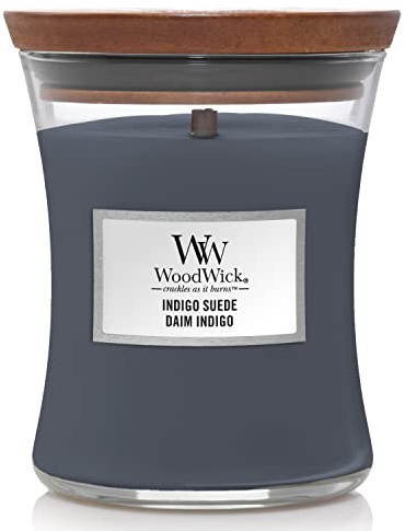 Millefiori WoodWick Kerzen, Indigo Suede, Mittel, 530