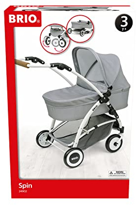 BRIO 24902 Puppenwagen Spin, grau - Stylisher Puppenwagen mit realistischen Spielfunktionen - Empfohlen für Kinder ab 3 Jahren