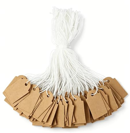 200 Pieces Jewelry Price Tags, (26 x 15 mm) Strung Tags Paper Marking Tags Hang Tags Clothing Display Tag Price Labels with String…