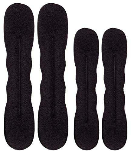 Magischer Haarknoten, 4 Stück Hair Bun Maker Upgraded Haarhalter Schwamm Clips Haar Styling Donut Brötchen Haar Twist Lockenwickler Donut Tools, 2 Große und 2 Kleine (Schwarz)