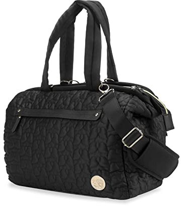 SONARIN Multi-Pockets Baby Nappy Changing Tote, Stylish Large Capacity Multifunctional Baby Changing Satchel Messenger Travel Diaper Bag with Single Shoulder Strap (Black)