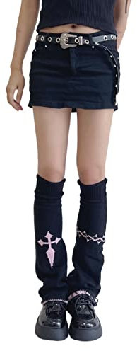 shownicer Stulpen Damen Leg Warmers Japanische Beinstulpen Winter Gothic Stricken Legwarmers Stiefel Boot Abdeckung für Studenten Mädchen Harajuku Oberschenkel hohe Socken K Rosa Einheitsgröße