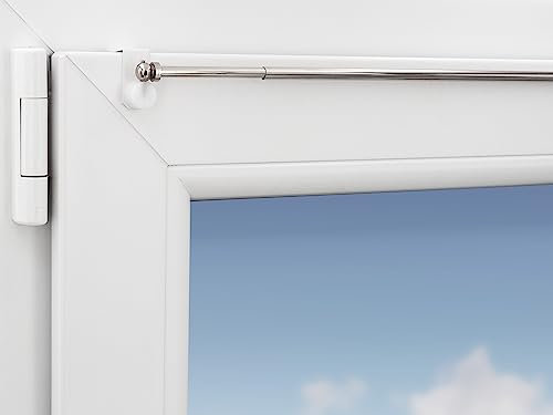 Gardinenstange Eleganz ausziehbar, inkl. Fensterhaken/Befestigung für einen Klemmbereich von 15-20 mm (60-80 cm ausziehbar, nickel glänzend)