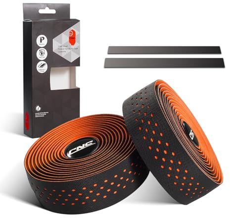 CNC Bike Handlebar Tape, Road Bicycle Bar Tapes, 2 Pcs Cycling Handle Wraps for Mountain Bike, Black/Blue/Green/Red/White/Yellow/Pink (Orange)