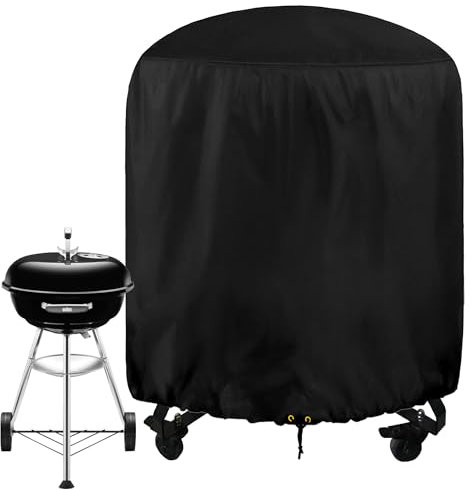 Funshot Small BBQ Cover, Round Barbecue Covers, Ø73x71cm, 420d Oxford Fabric Barbeque Cover Waterproof Outdoor, Kettle BBQ Grill Cover, Windproof, UV Resistant, Rip-Proof, Black