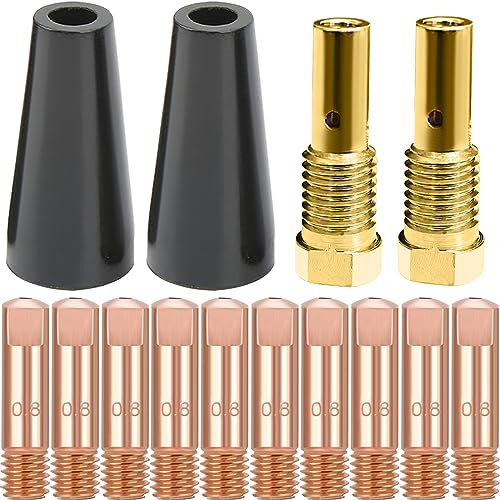 EATBALE 14AK Gasless Nozzle Tips Kit, MIG Welding Contact Tip 0.8mm 0.030'' M6, Tip Holder Diffuser Welding Torch consumables for MIG 14AK Welder Accessories (14Pcs)