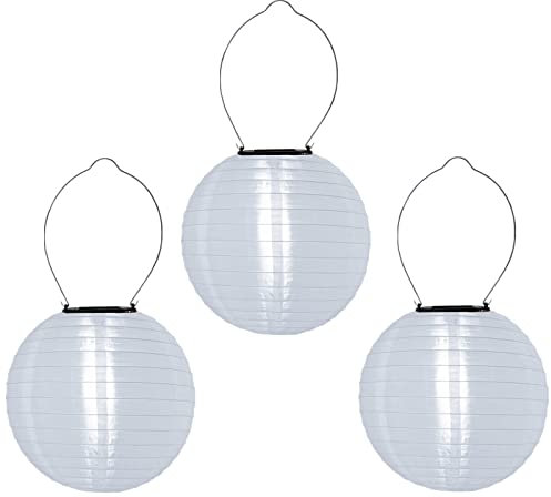 Solar Lampions Außen Wetterfest Lampions Solar Outdoor Solarlampions für außen, IP55 Wasserdicht Hängende Led Solar Laterne für Garten, Hof, Terrasse, Hochzeit, Halloween Fest Deko (30cm/3pcs/Weiß)