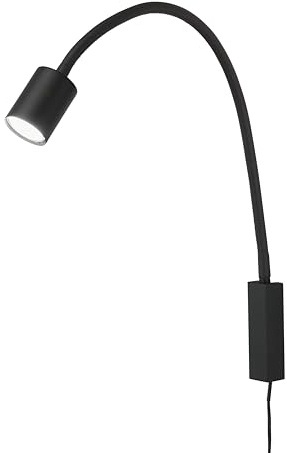 Fischer & Honsel Bettleuchte Flex, Spotleuchte, Justi| sandschwarz| B: 6 cm, H: 52 cm, A: 40 cm| mit Schalter schaltbar| 1x GU10 - LED max. 4 Watt 3000 K | 320 lm| EEG: G | 30498 |