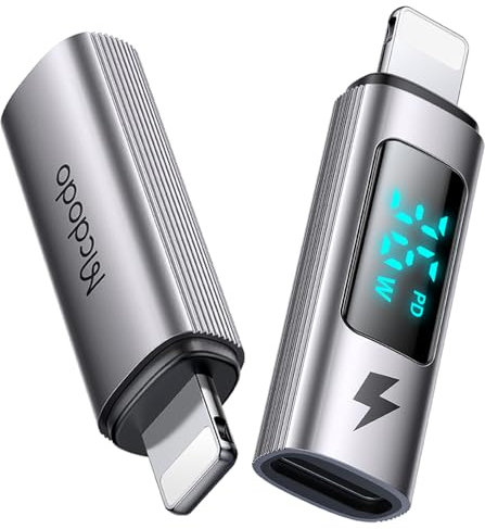 mcdodo USB C Lightning Adapter 36W Adapter Lightning USB C mit LED Display Schnellladung und Datenübertragung für iPhone, kompatibel mit iOS-Geräten i-Phone 14/13/12/11/XS/XR/SE/8 i Pad