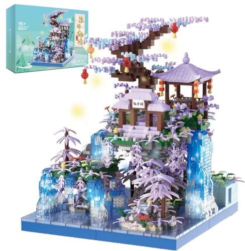 Tirff Chinesische Architektur Bausteine, 3000+ Klemmbausteine Feenpavillon Baumhaus Bausatz, MOC Architektur Bausteine Bausatz, Konstruktionsspielzeug für Teenager und Erwachsene