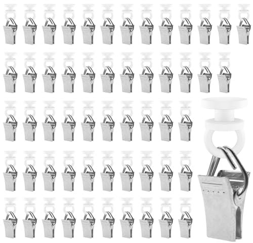 60 Stück Gardinenhaken Gleiter, Gardinenhaken für Schienen Gardinen Gleiter Curtain Hooks Gardinenröllchen Metall Vorhang Haken für Fenstervorhang Duschvorhang Türvorhänge