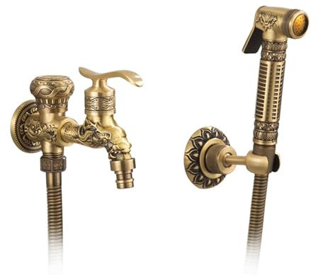 Bidet Handbrause Für Toilette Retro Bidet Handbrause Mit Schlauch Hand Bidet Toilet Sprayer Druckspülung Komplett Aus Kupfer,Retro B
