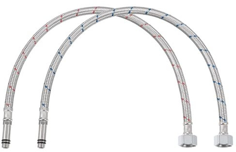 QUARKZMAN 20 Zoll langer Wasserhahn-Zulaufschlauch, 2 Stück G1/2 weibliches Druckminderungs-Gewinde x M10 männlicher Anschluss, geflochtener 304 Edelstahl-Wasserzulaufschlauch
