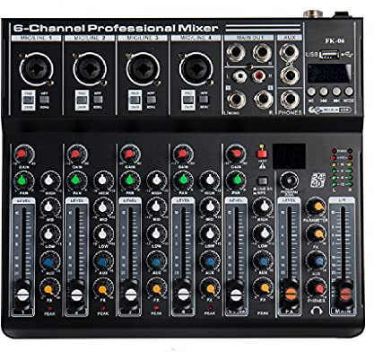 Digital Effect Audio Mixer Interface Audio Fk6 Bluetooth Dj Mixing Console Controller Recording Studio