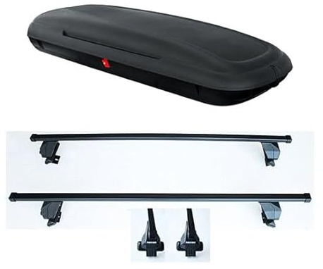 Box Baule da tetto Auto COMPATIBILE con 500 X dal 2015 in poi KIT con Barre Portatutto BOX 480 LT. MISURA cm.200 x 79 x 38-60133 - DLKIT08G