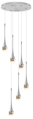 CNMKLM Moderne Kristall-Pendelleuchte Hohe Decke Dimmbar LED-Hängelampe Blase Spirale Regentropfen Hängeleuchte Villa Duplex Speisesaal Treppenhaus Kücheninsel Hängende Beleuchtung(Silber,6-Lights)