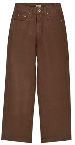 OATTIS Pantaloni da Donna in Denim caffè Larghi A Tubo Dritto con Pantaloni Cadenti da Strada Color Cioccolato,S