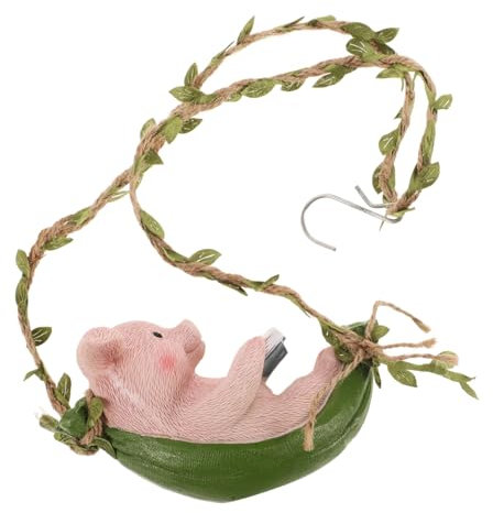 INOOMP Schweinestatue Schaukel-Schwein Aus Kunstharz Für Garten Dekoration Zum Aufhängen Baumdekor Gartendekoration Hofszenendekor Schweineschaukelfigur