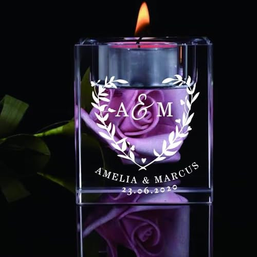 Personalisierte Glas-Kerze-Halter, Benutzerdefinierte Graviert Kristall-Kandelaber Mit Ihrem Eigenen Text, Kerzenhalter Dekor Für Hochzeit, Jubiläum, Geburtstag, Weihnachten, Dekoration Zu Hause(6CM)