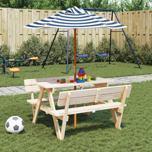 Homgoday Ombrellone da giardino per bambini con palo in legno Ø120 x 140 cm, ombrellone da esterno per giardino, terrazza, balcone, spiaggia, piscina B