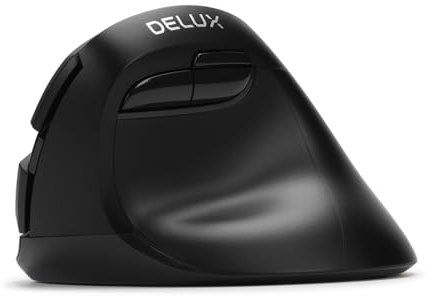 DELUX Mouse Verticale Wireless, Mouse Ergonomico per Mani Piccole, Click Silenzioso, 6 Pulsanti, 4000 DPI, 2.4G/BT 5.0 Dual-mode per Tunnel Carpale, per Laptop/PC/Mac (M618MINI DB-Nero)